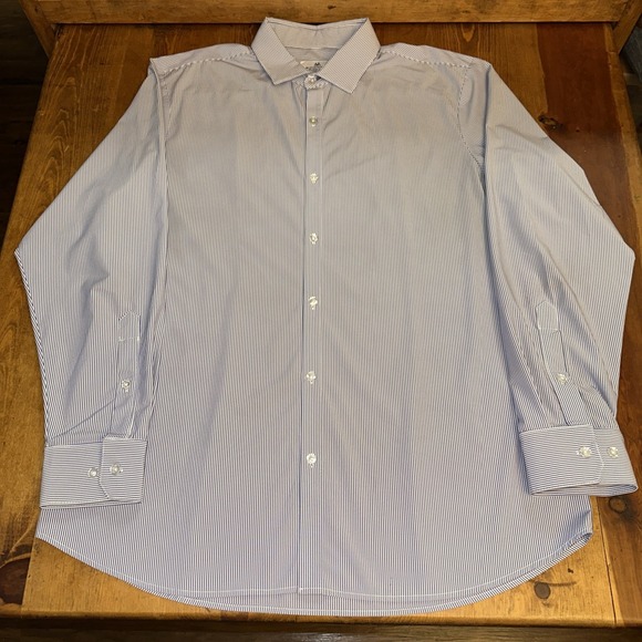Mizzen + Main Leeward Button Up Shirt Mens XX-L Long Sleeve Blue White Striped‎ - Picture 2 of 6
